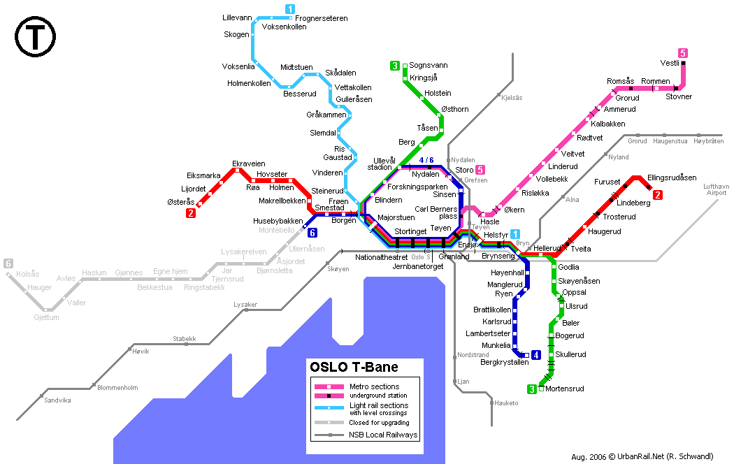 Map of metro in Oslo