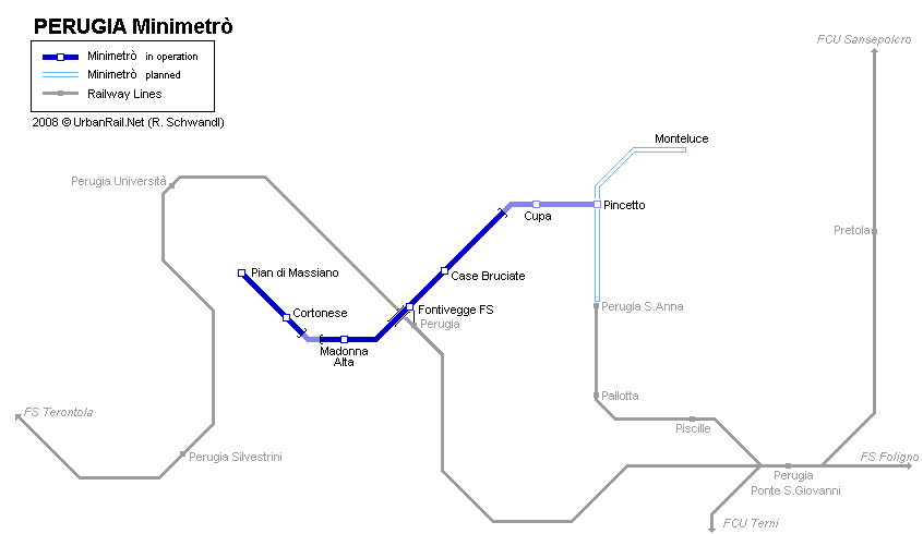 Map of metro in Perugia