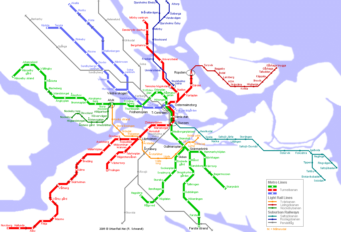 Stockholm U-Bahnkarte | Detaillierte Karte der Untergrundbahn von