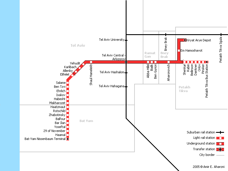 Map of metro in Tel Aviv