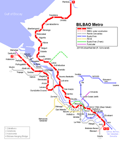 Mapa del metro en Bilbao