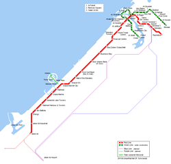 Map of metro in Dubai