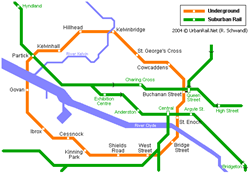 Map of metro in Glasgow
