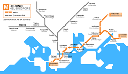 Map of metro in Helsinki