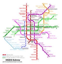 Map of metro in Osaka
