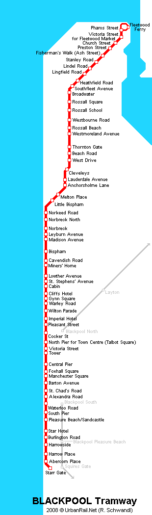 Tram map of Blackpool