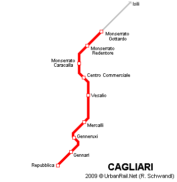 Tram map of Cagliari