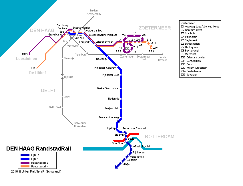 Tram map of The Hague