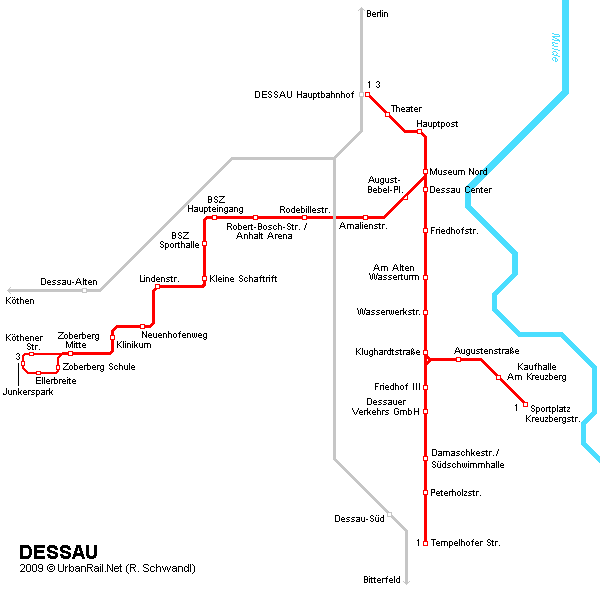 Tram map of Dessau