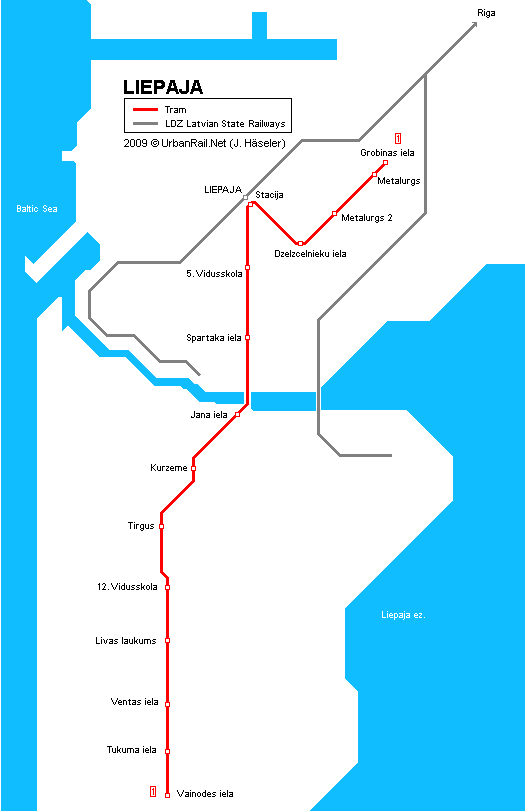 Tram map of Liepaja