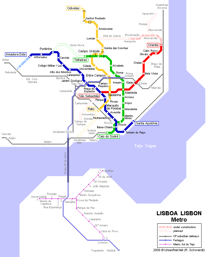 Tram map of Lisbon