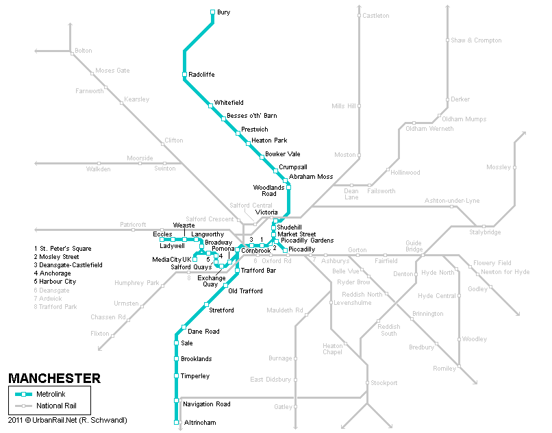 Tram map of Manchester