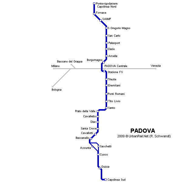 Tram map of Padua