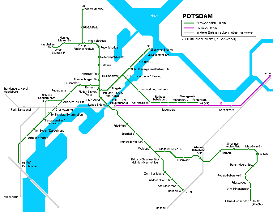 Tram map of Potsdam