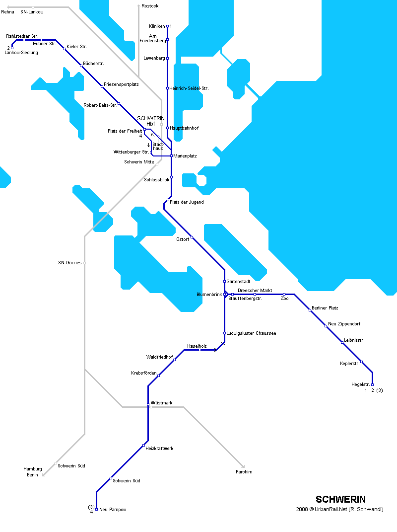 Tram map of Schwerin