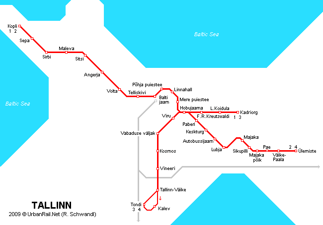 Tram map of Tallinn