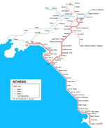 Carte des itinéraires de tram Athènes