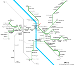 Carte des itinéraires de tram Graz