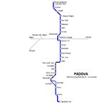 Carte des itinéraires de tram Padova