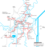 Carte des itinéraires de tram Strasbourg