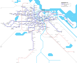 Tram map of Amsterdam