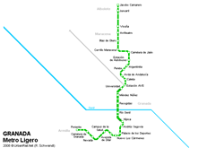 Tram map of Granada