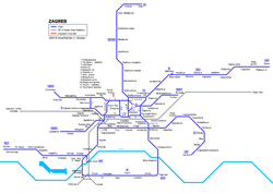 Tram map of Zagreb