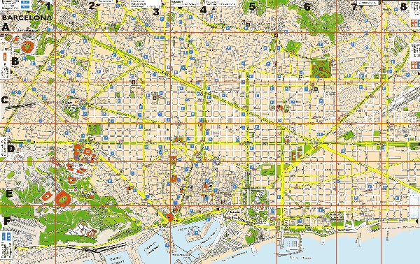 Hoge-resolutie grote stads-kaart van Barcelona