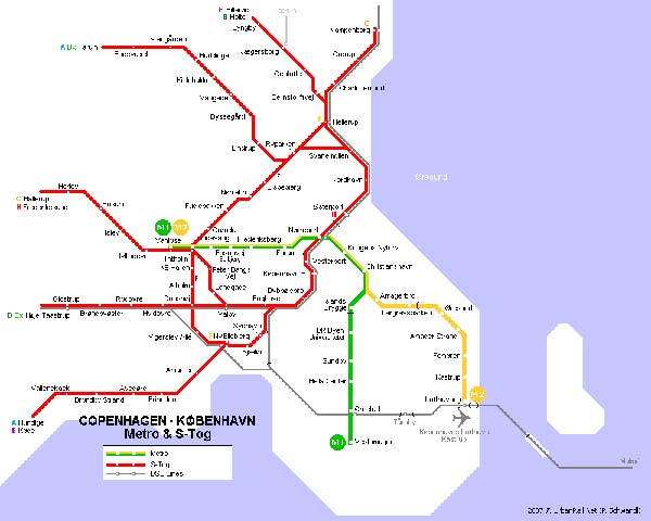Hoge-resolutie kaart van de metro in Kopenhagen