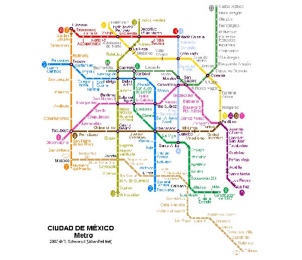 Hoge-resolutie kaart van de metro in Mexico