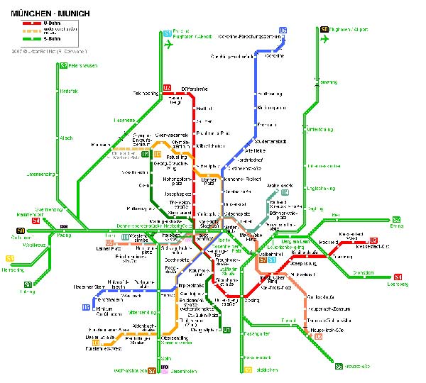 Hoge-resolutie kaart van de metro in Munchen