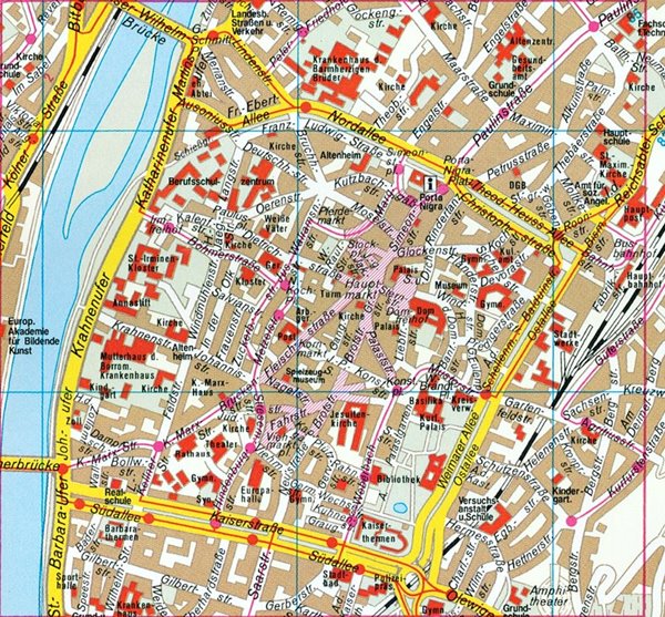 Hoge-resolutie grote stads-kaart van Trier