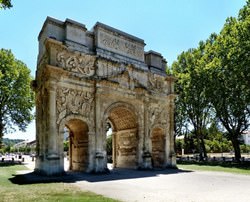 Ancient theater and Arc de Triomphe in Orange, France