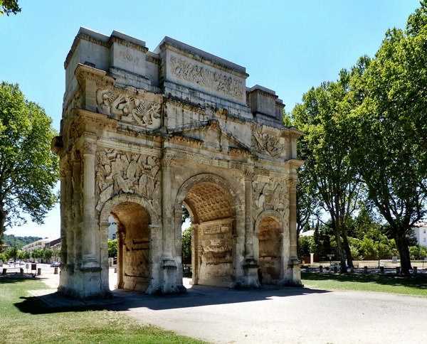 Ancient theater and Arc de Triomphe in Orange, France