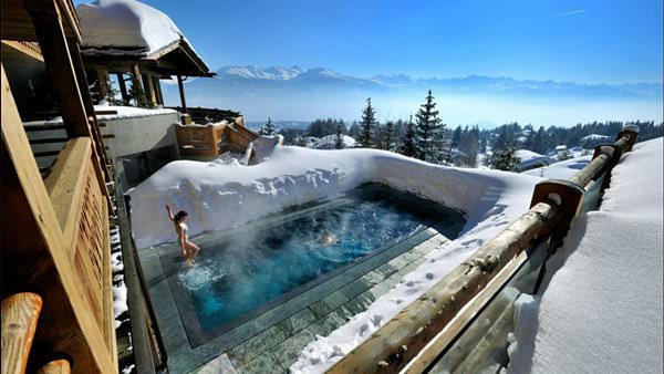 Swimming pool at LeCrans Hotel, Switzerland