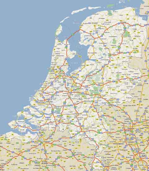 Nederland plattegrond - auto route