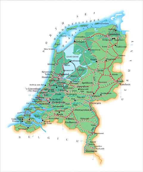 Nederland karte - spoor wegen