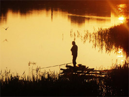 Fishing at sunrise
