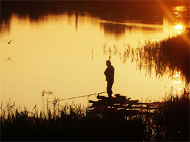 Fishing from the river bank, Belarus